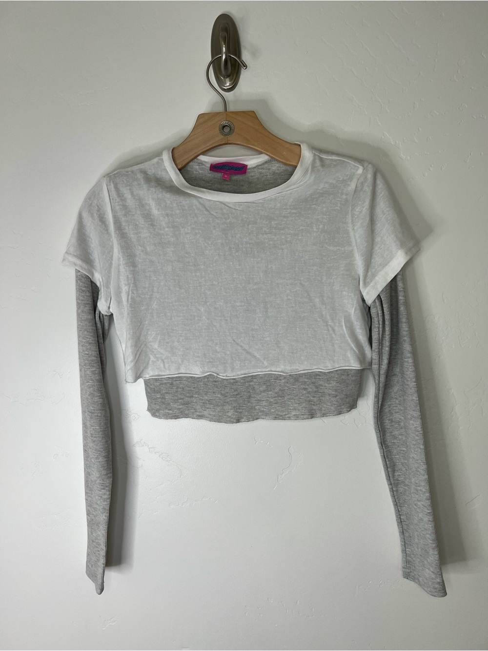 EDIKTED Layered Long Sleeve Crop Top